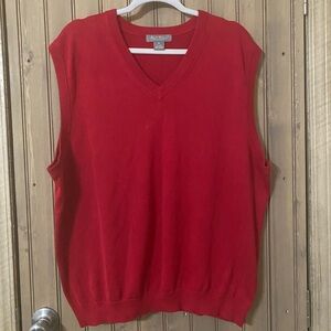 Cremieux Sweater Vest Mens Red V Neck
Sleeveless Cotton Silk Blend Golf